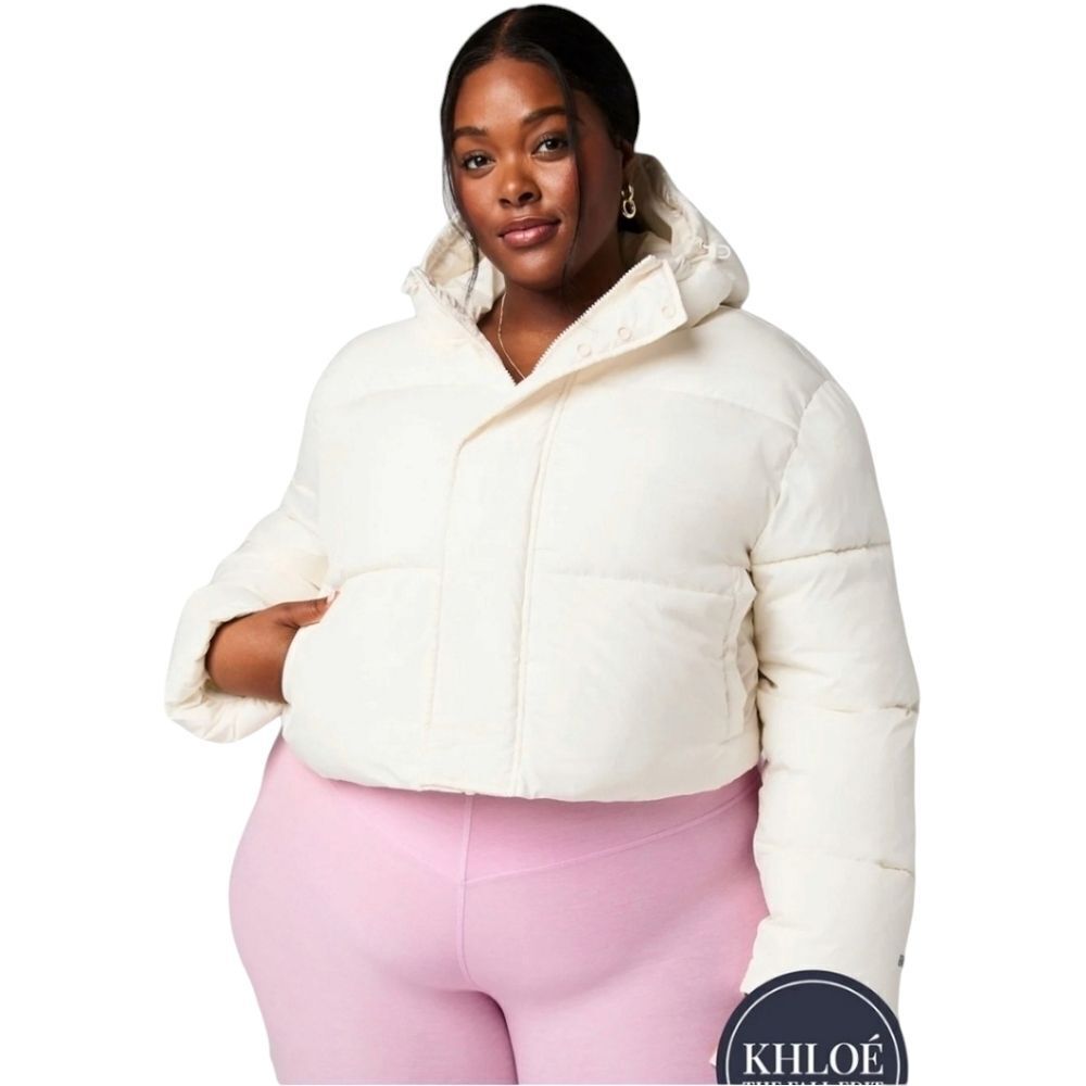 FABLETICS 1X Ivory essential cropped hooded Puffer Jacket NWT - Picture 1 of 16